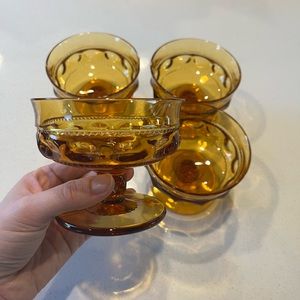 Vintage 1960s Amber Kings Crown Glassware